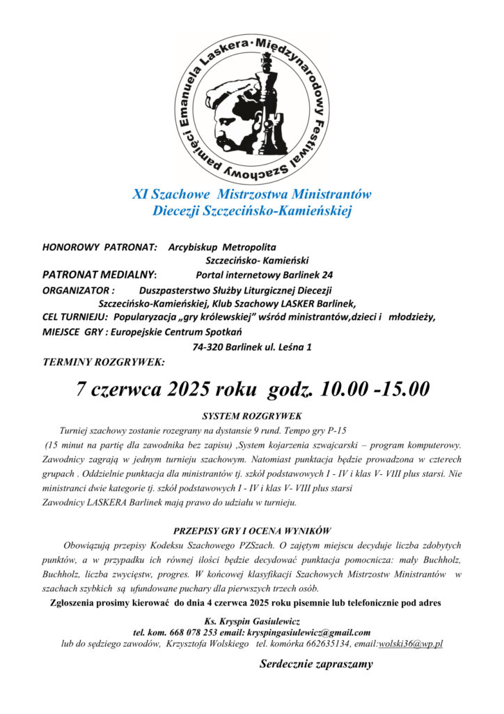 TURNIEJ SZACHOWY SŁUŻBY LITURGICZNEJ W BARLINKU